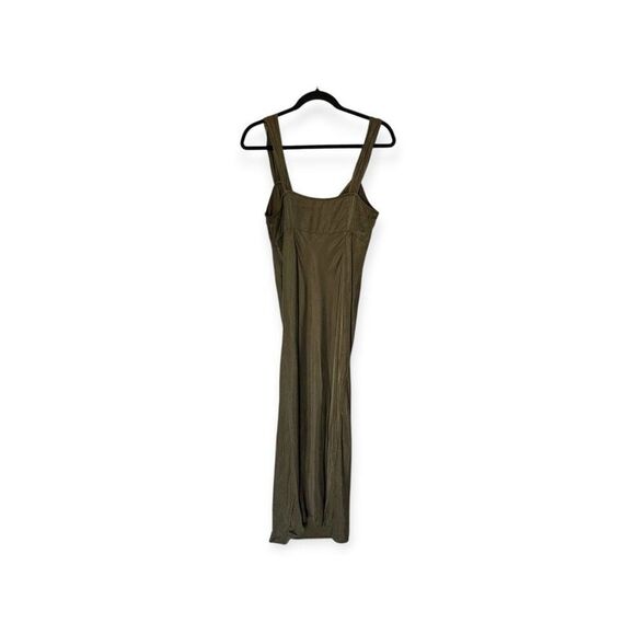 Madewell Olive Green Peasant Sleeveless Midi Dress Slip Size 8 - Picture 3 of 9